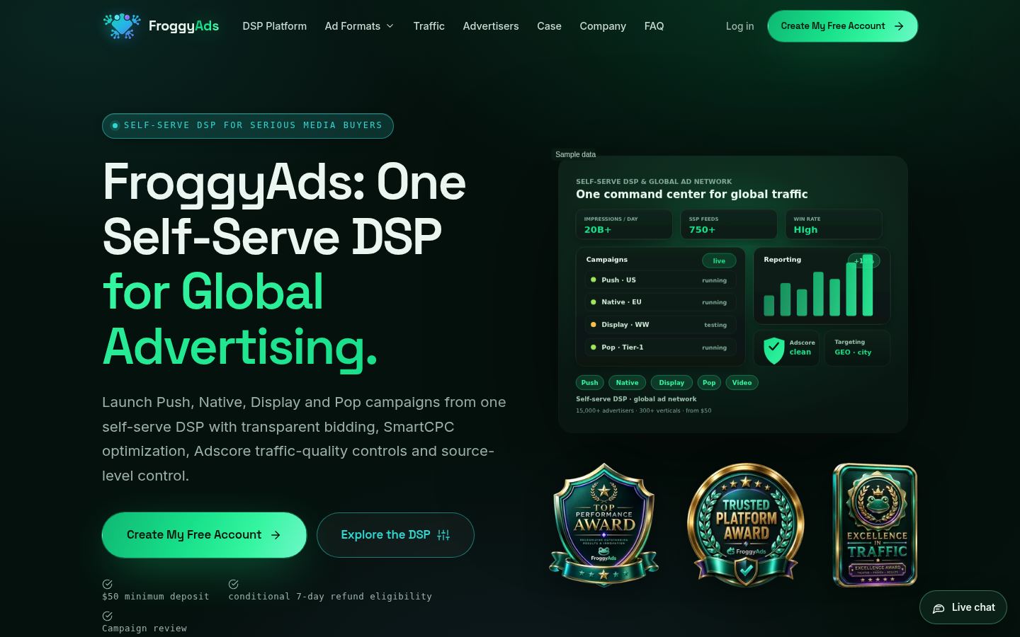 FroggyAds &middot; HOMEPAGE_SCREENSHOT