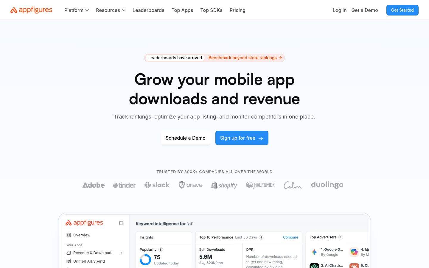 Appfigures: App Intelligence, ASO Tools & Analytics &middot; HOMEPAGE_SCREENSHOT