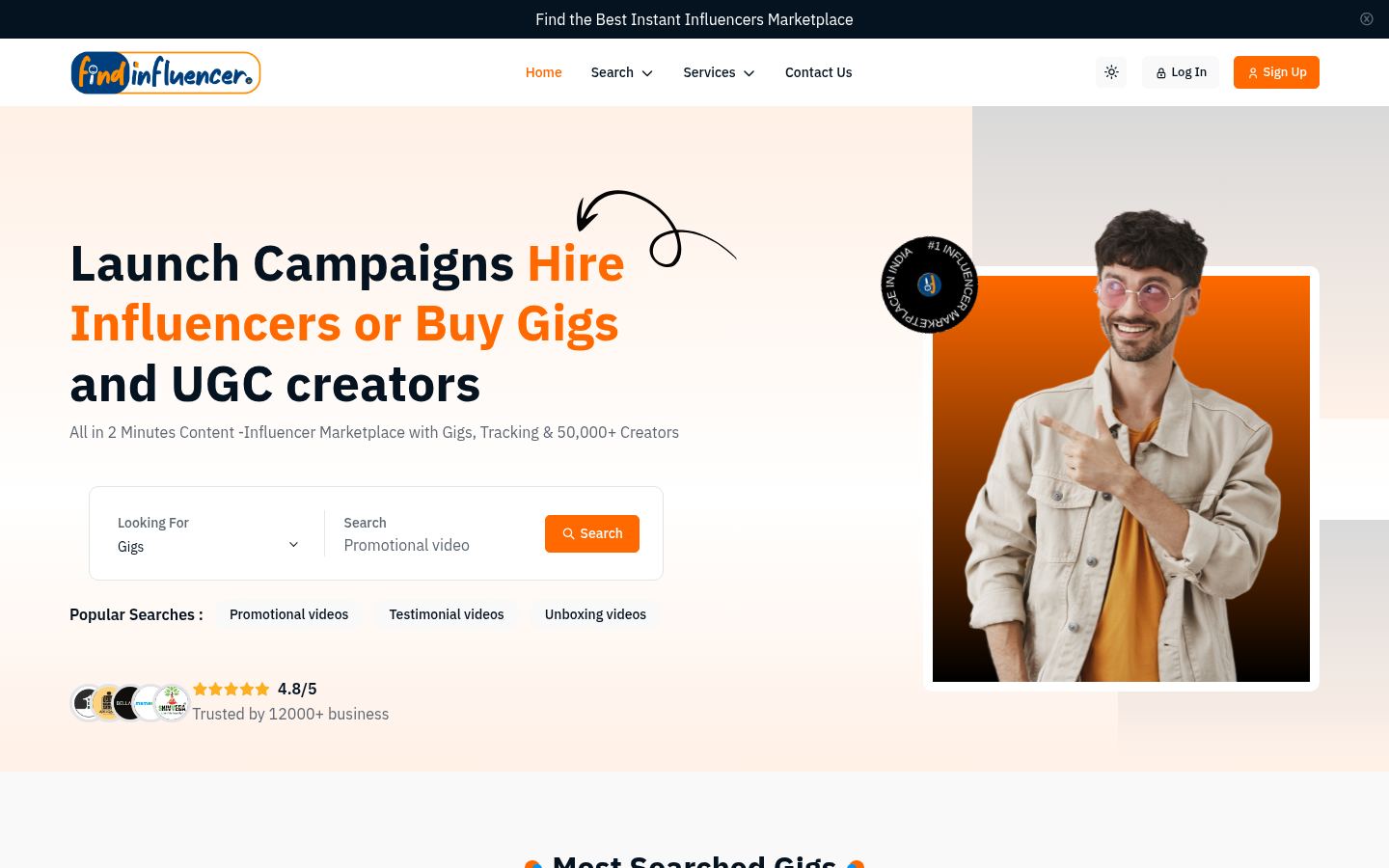 Findinfluencer &middot; HOMEPAGE_SCREENSHOT
