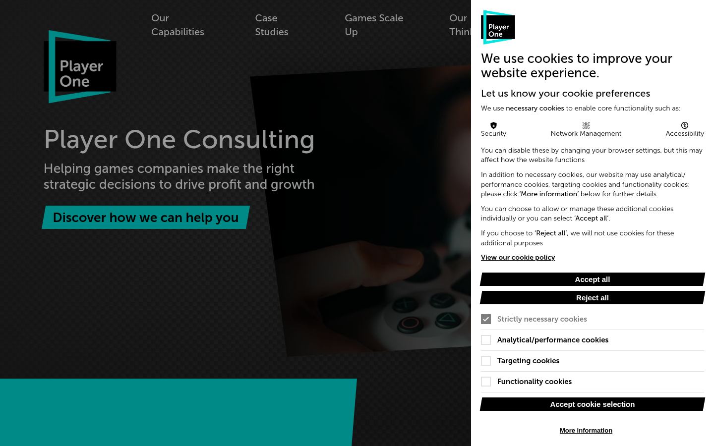 Player One Consulting &middot; HOMEPAGE_SCREENSHOT