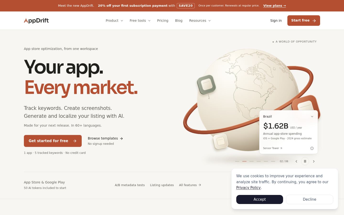 AppDrift &middot; HOMEPAGE_SCREENSHOT
