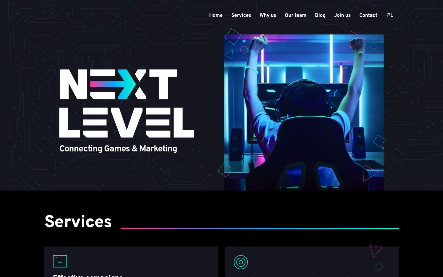 Next Level Gaming Marketing Agency &middot; HOMEPAGE_SCREENSHOT