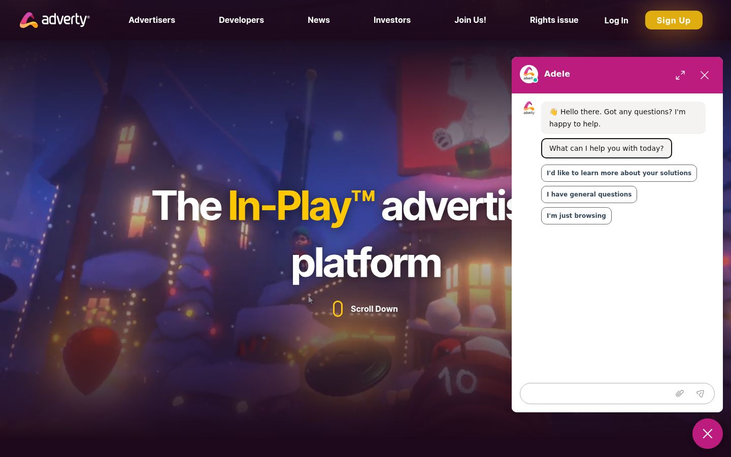 Adverty: The In-Play advertising platform &middot; HOMEPAGE_SCREENSHOT