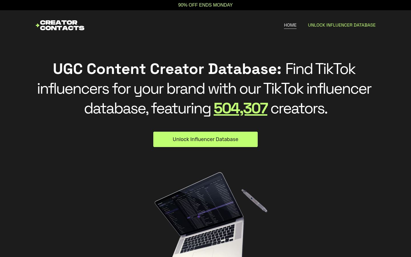 Email TikTok Creators &middot; HOMEPAGE_SCREENSHOT
