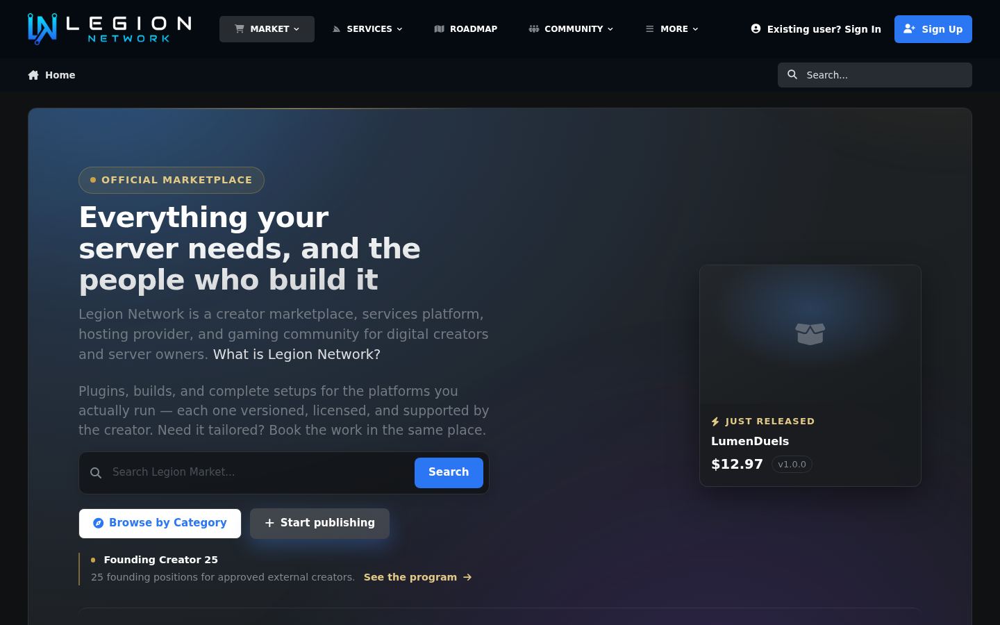 Legion Network &middot; HOMEPAGE_SCREENSHOT