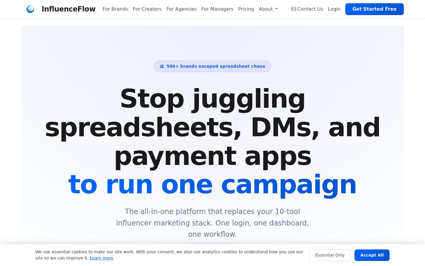 InfluenceFlow &middot; HOMEPAGE_SCREENSHOT