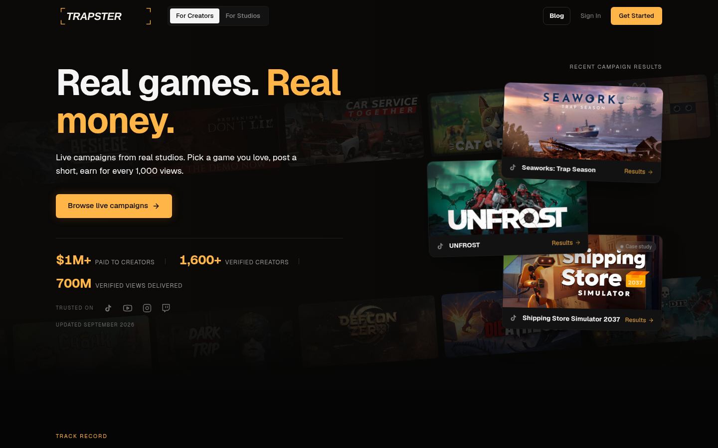 Trapster &middot; HOMEPAGE_SCREENSHOT