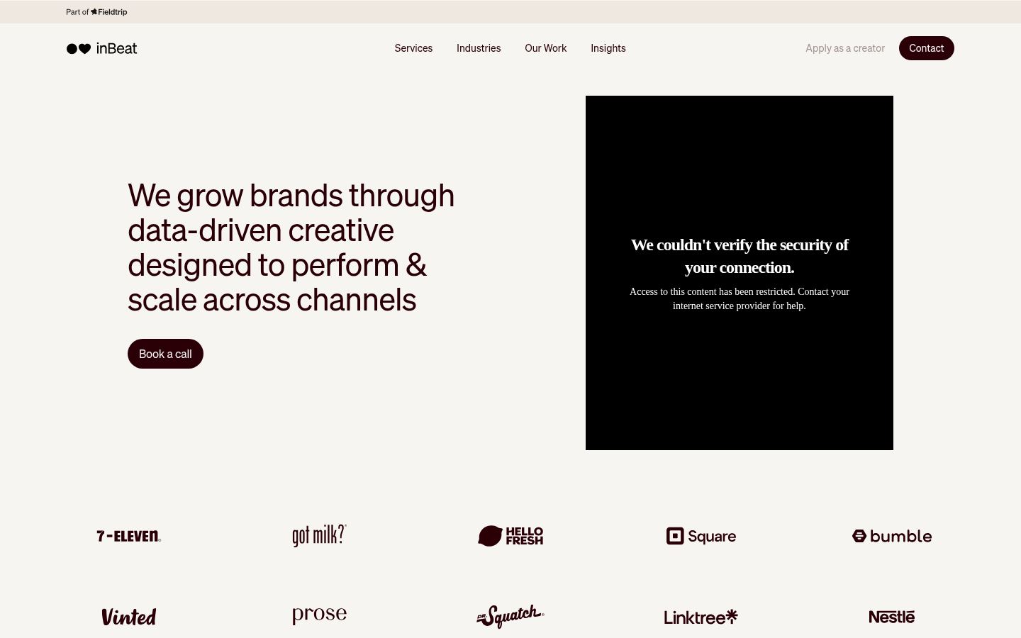 inBeat Agency &middot; HOMEPAGE_SCREENSHOT